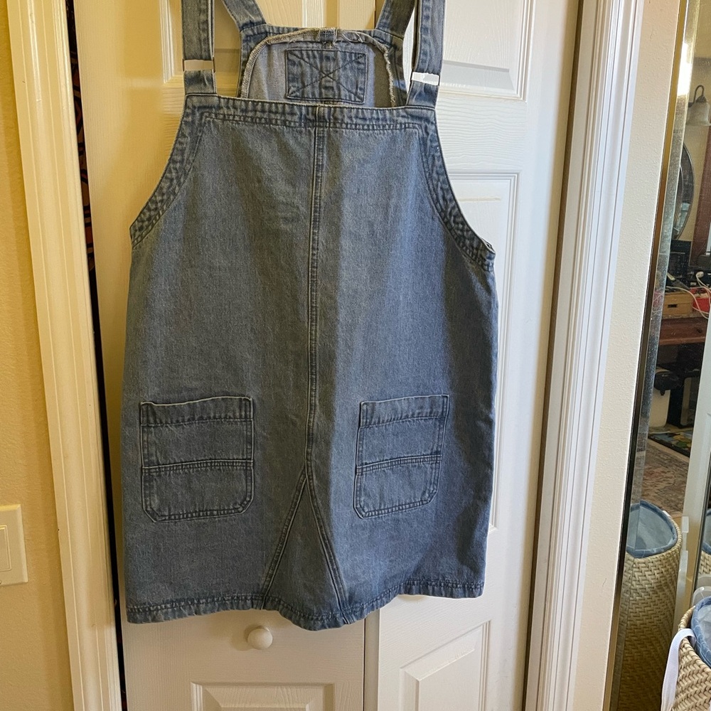 Denim Overall Dress with Pockets